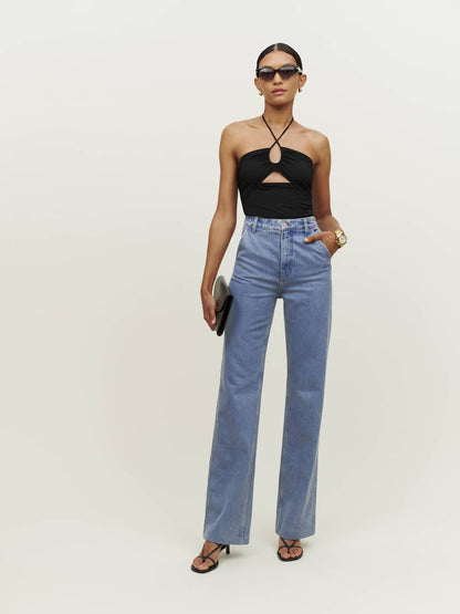 Reformation Brynn High Rise Wide Leg Trouser Jeans in Oneida - 26