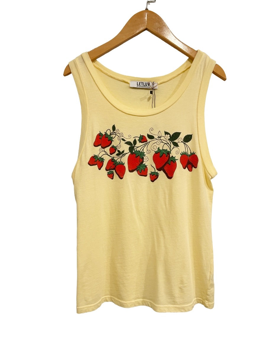 Letluv for Anthropologie Yellow Strawberry Tank - Small
