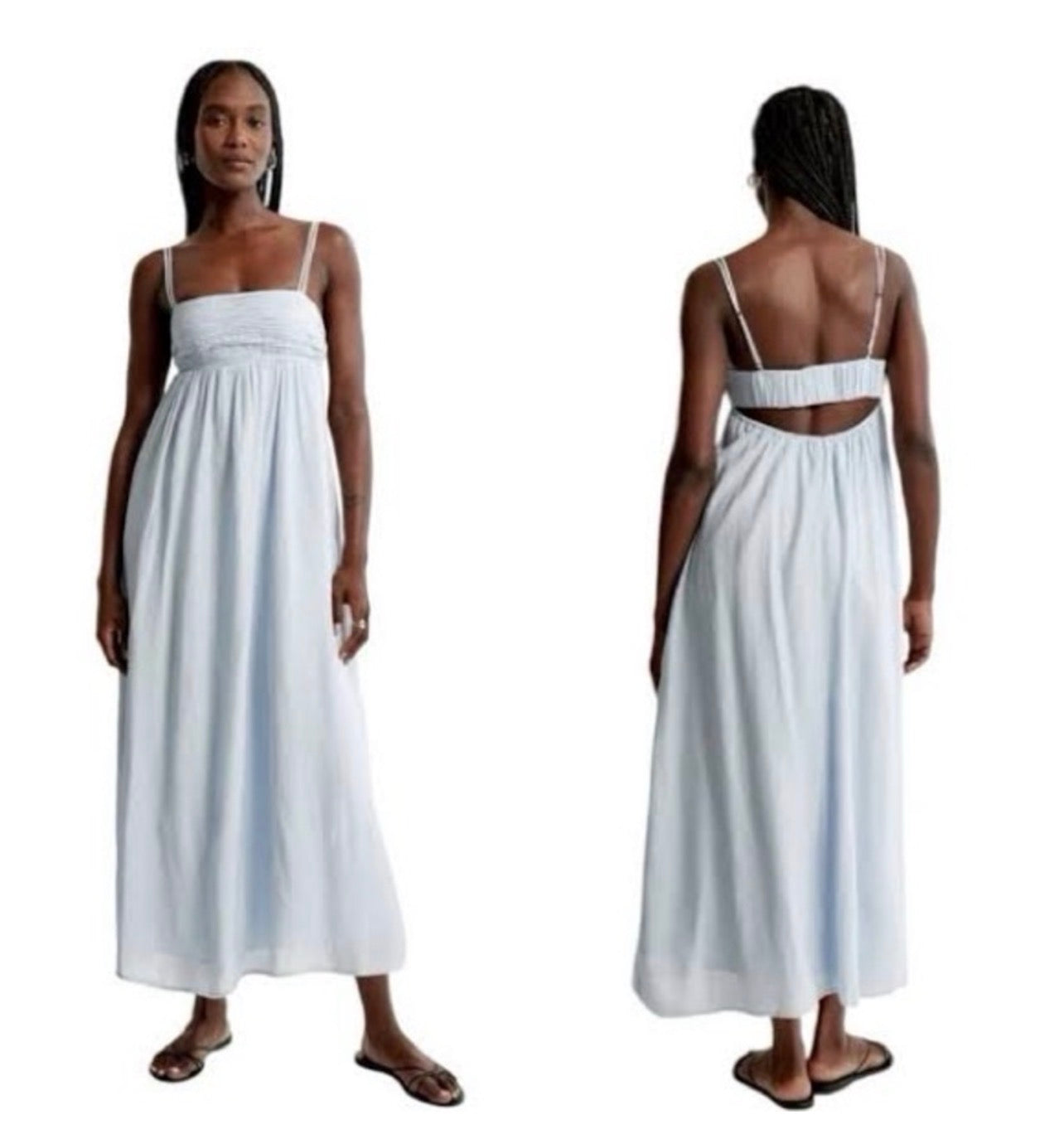 Abercrombie & Fitch Blue Crinkle Textured Maxi Dress - XSP