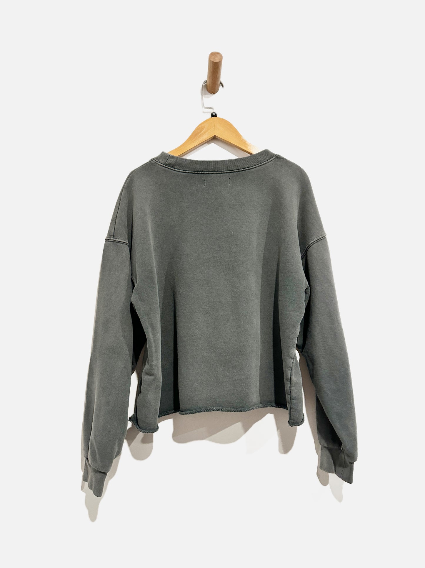 Anine Bing Grey Cropped Tiger Crewneck - Small