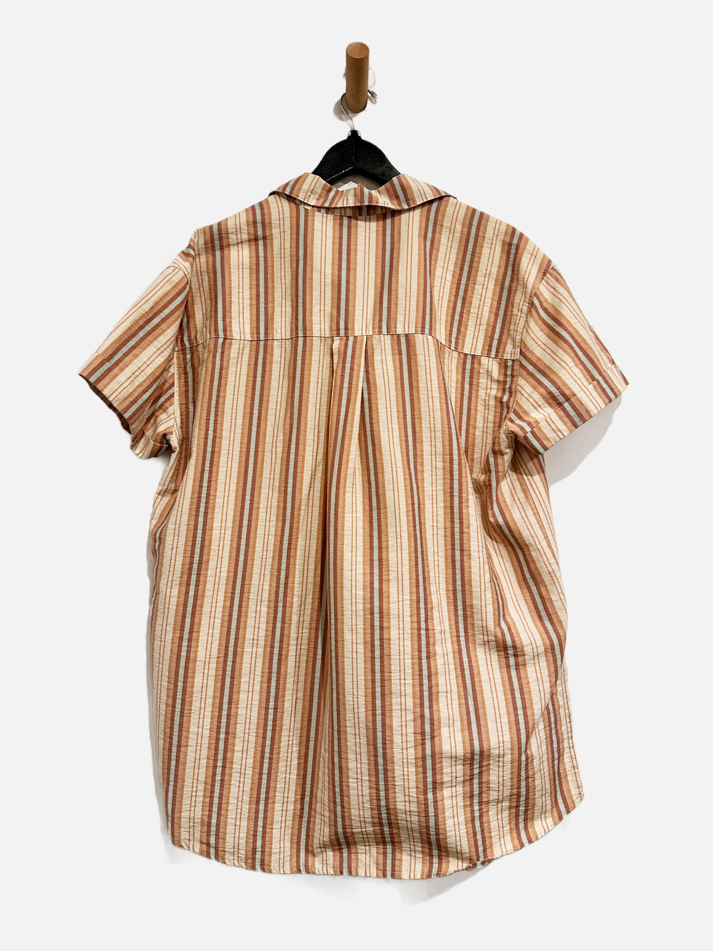Free People Oversized Pink Striped Button Down - Small