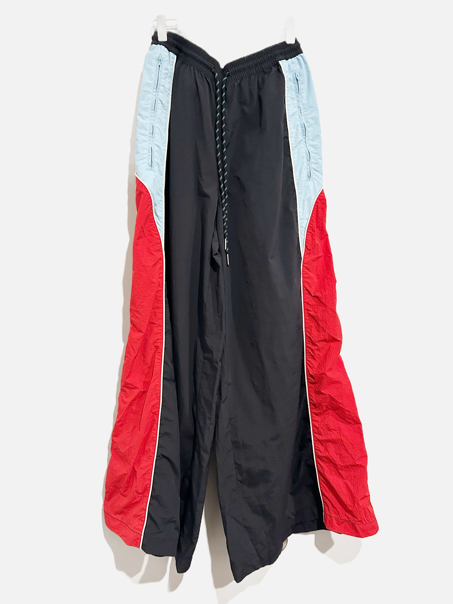 BDG Black/Red/Blue Colorblock Wide Leg Windbreaker Pants - Medium