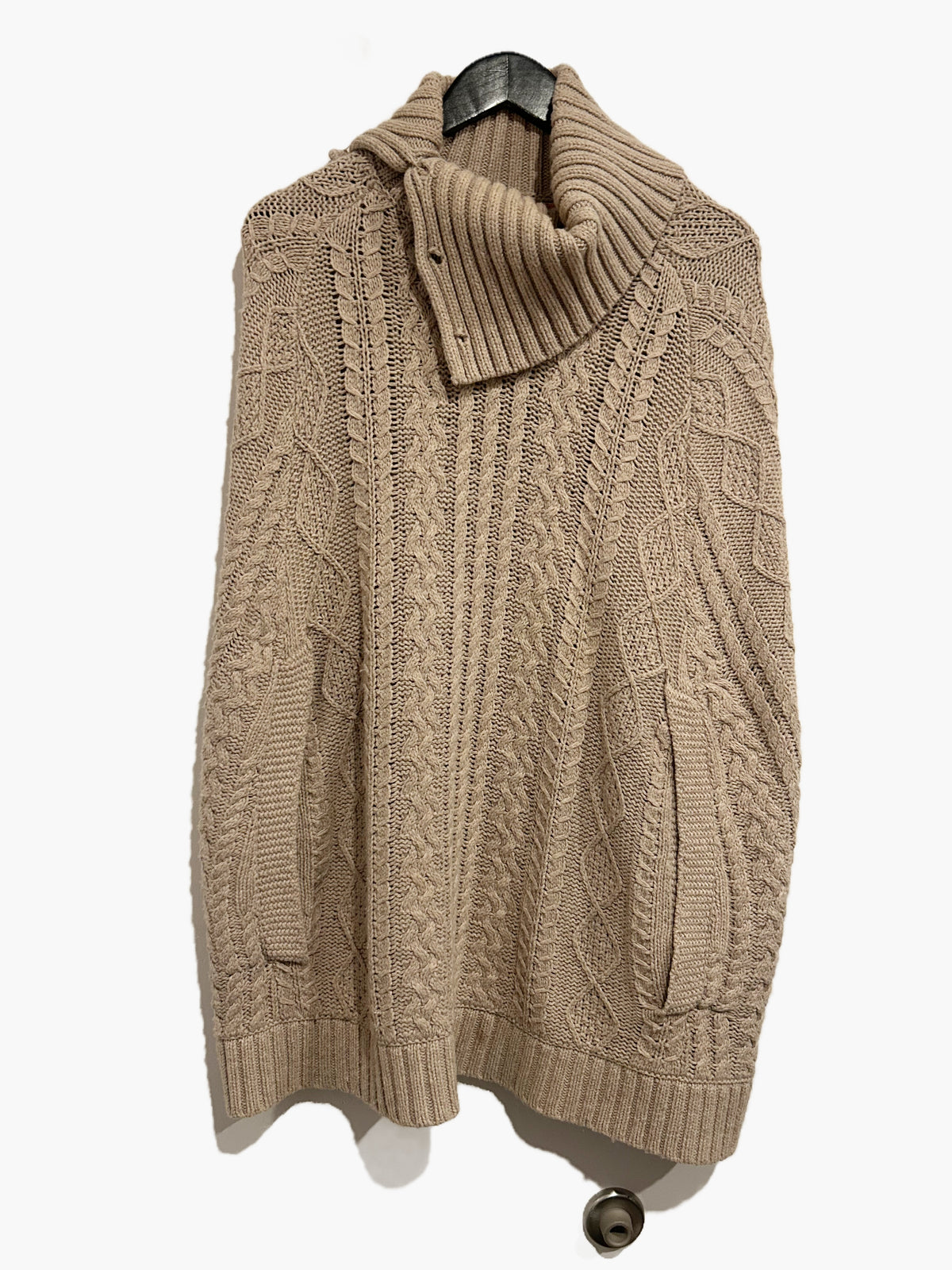 Anthropologie Fiets Voor Tan Cabled Cocoon Poncho - OS