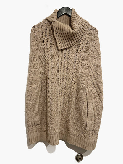 Anthropologie Fiets Voor Tan Cabled Cocoon Poncho - OS