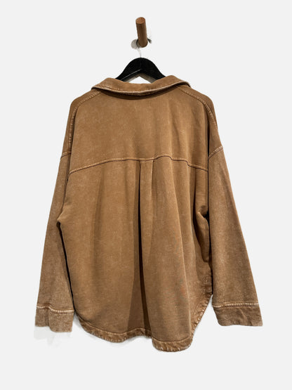 Z Supply All Day Washed Knit Shacket in Campfire - Large