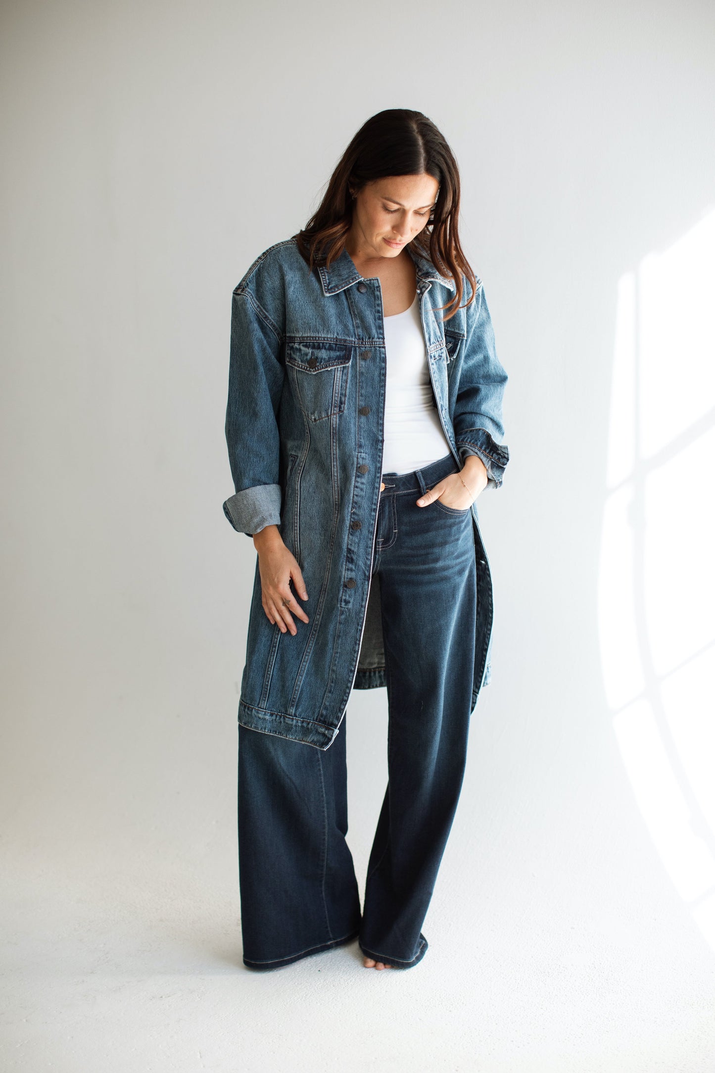 Carly Jean Haidyn Long Denim Jacket- XL