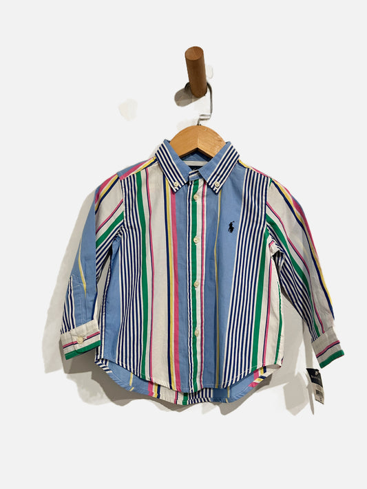 Ralph Lauren Blue Stripe Button Down - 24 Mo