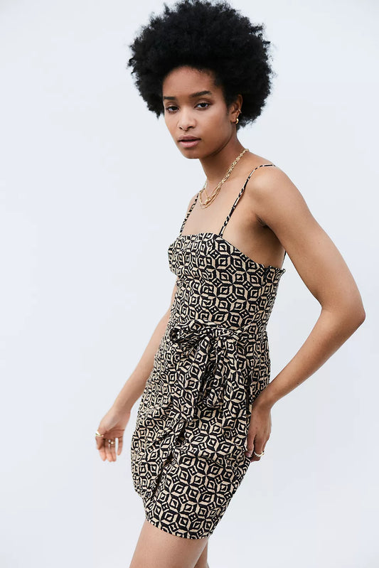 Urban Outfitters Juliette Black Geo Wrap-Around Mini Dress - Small