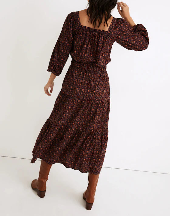 Madewell Purple Floral Tiered Skirt - Medium