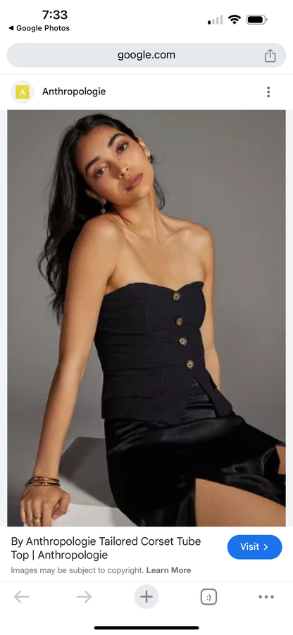 Anthropologie Black Corset Tube Top - XS