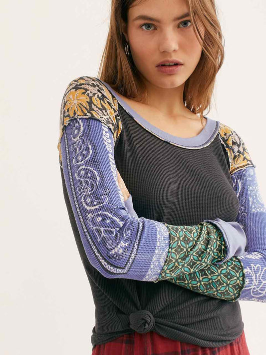 Free People NWT Bright Side Black Waffle Knit Top - Large