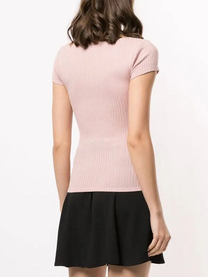 Reformation Bardot Ribbed Top in Pink