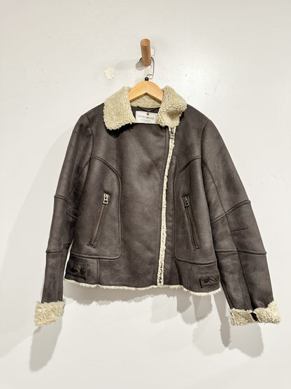 Lucky Brand Faux Leather Sherpa Lined Jacket - Medium