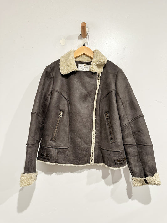 Lucky Brand Faux Leather Sherpa Lined Jacket - Medium