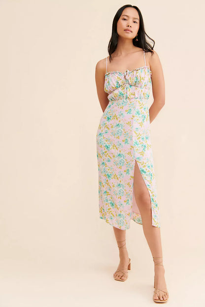ASTR NWT Pink Floral Tie Midi Dress - Medium