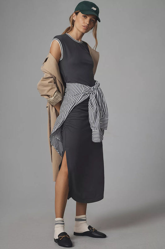 Anthropologie Daily Practice Gray Knit Midi Dress - Medium