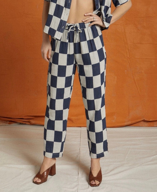 Brixton Mykonos Drawstring Pant in Washed Navy - Small