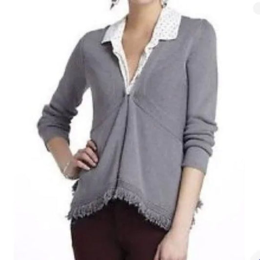 Anthropologie Sparrow Gray Fringe Cardigan Size Small