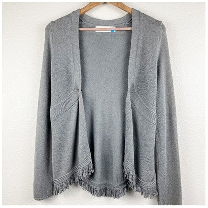 Anthropologie Sparrow Gray Fringe Cardigan Size Small