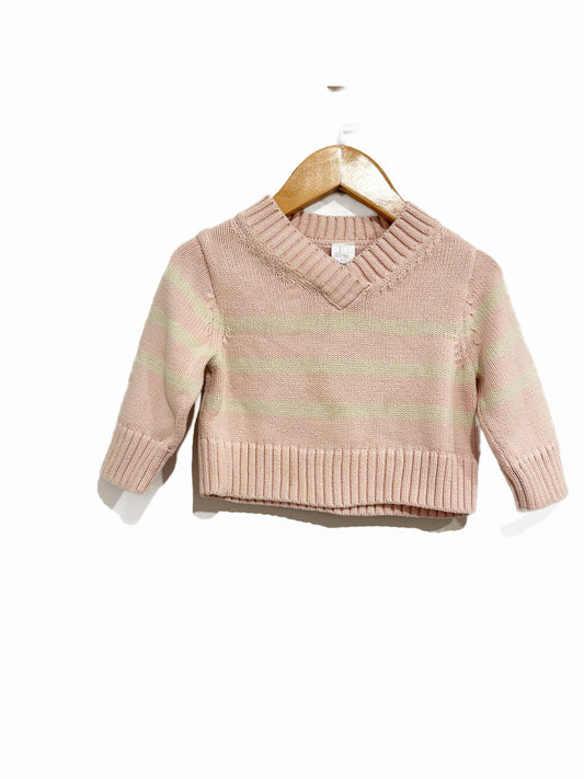 Baby Gap Pink and White Stripe Sweater - 6-12m