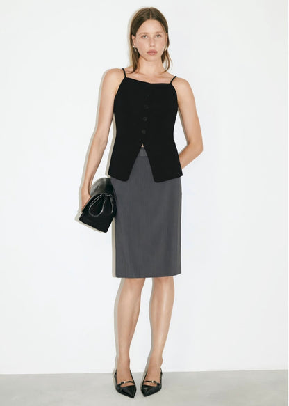 Nicole Miller Black Square Neck Vest - Medium