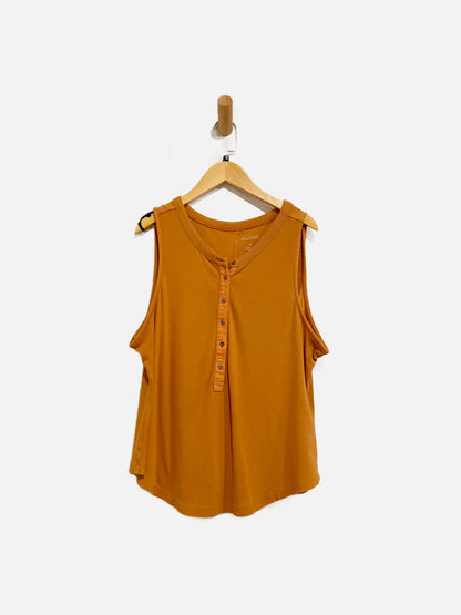 Anthropologie Pilcro Orange Ribbed Henley Tank - XL