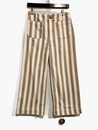 Anthropologie Maeve The Colette Cropped Wide Leg Jeans: Striped Edition in Khaki - 29