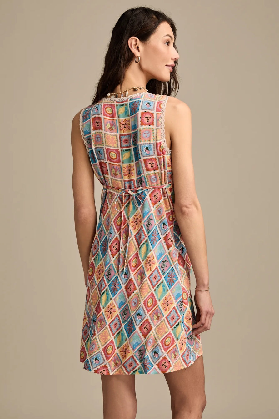 Lucky Brand Femme Printed Mini Dress in Yellow Multi - XL