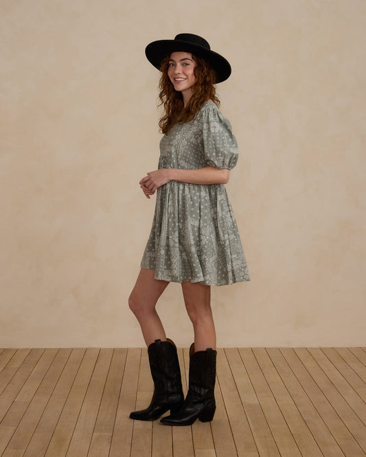 Rylee + Cru Green Bandana Print Dress - Medium