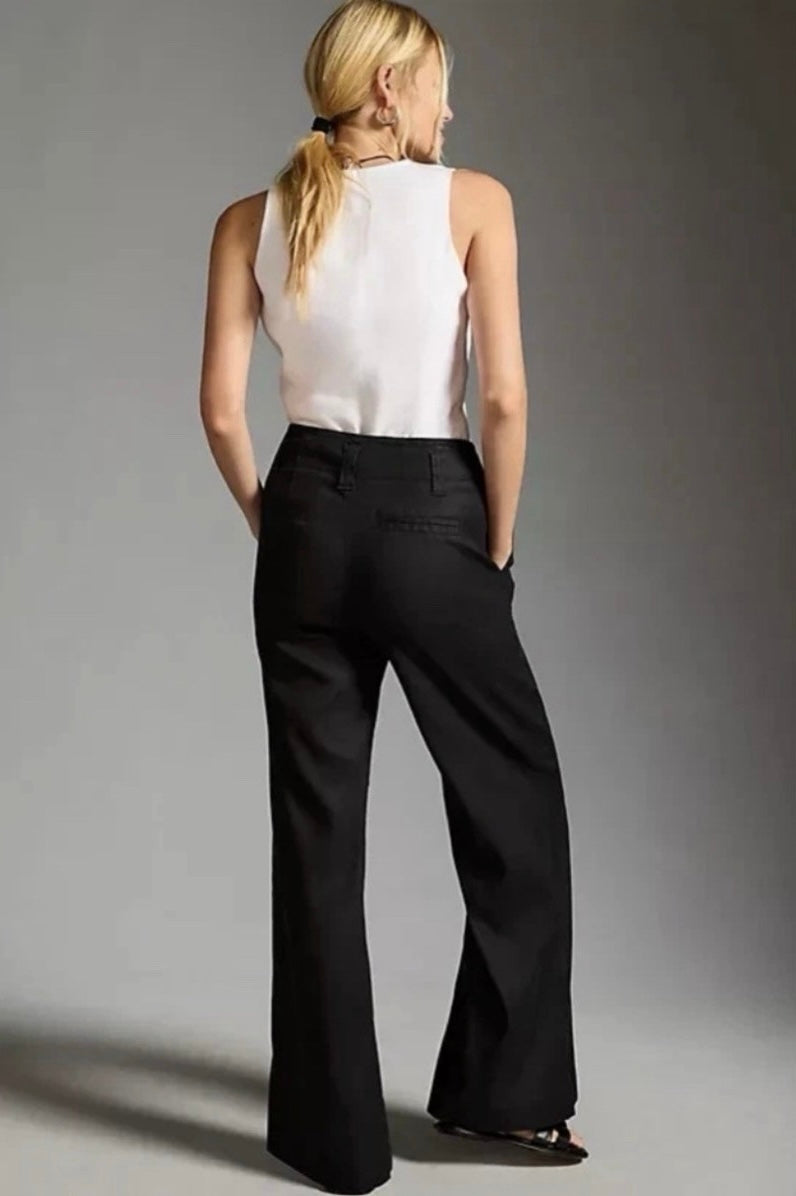 Anthropologie Maeve The Naomi Wide-Leg Flare Pants in Black - 12