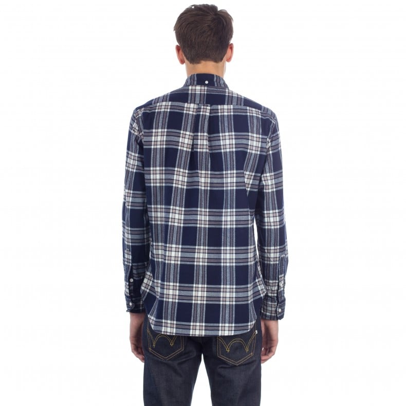 Gitman Bros Archive Flannel Check in Navy - Small