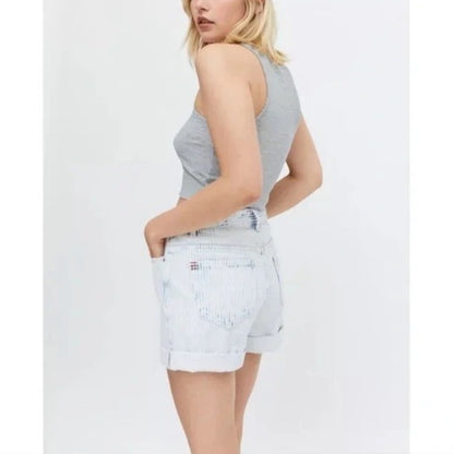 Urban Outfitters BDG High Rise Mom Denim Shorts in Faded Stripe Size 29