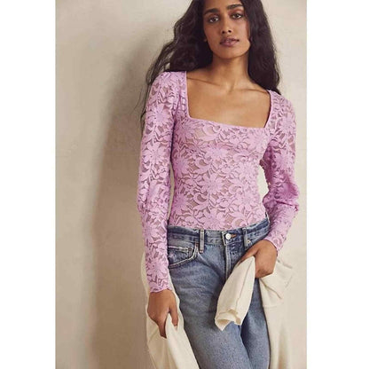 Free People Long Distance Layering Top in Flower Trail - XS