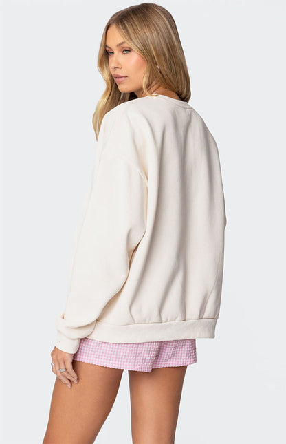Edikted Bow Brat Printed Sweatshirt - Small