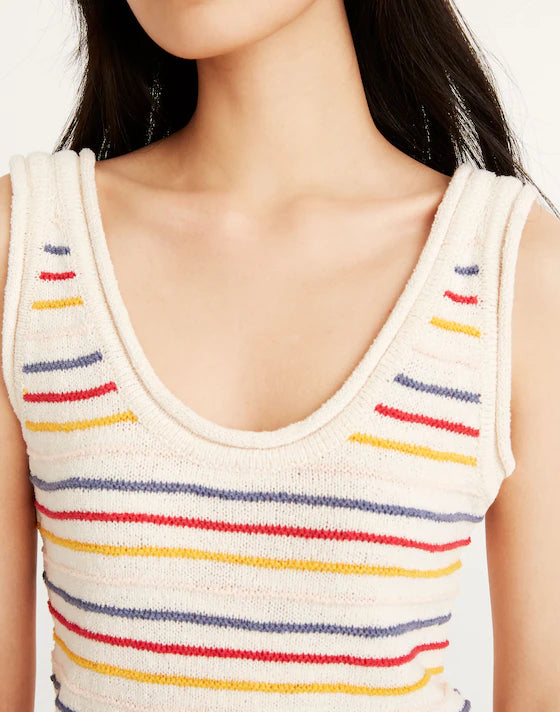 Madewell Scoop Sweater Tank in Allgood Stripe Pearl Ivory - Small