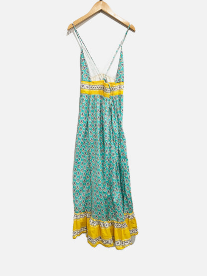 J Crew Blue Floral Tie Back Dress - Medium