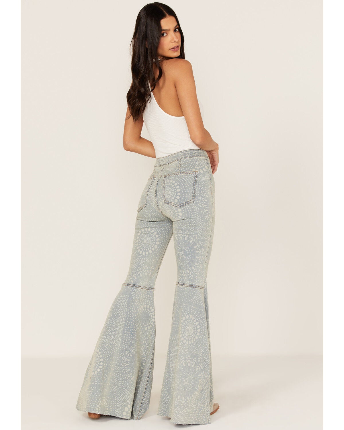Free People Just Float On Geo Printed Flare Jeans - 26