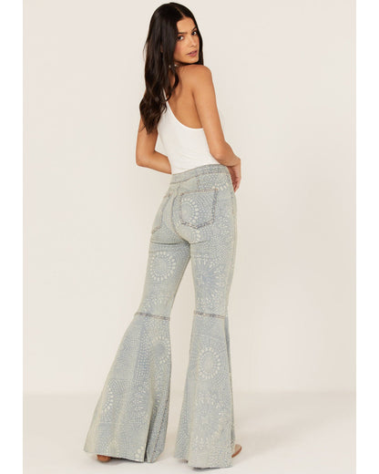 Free People Just Float On Geo Printed Flare Jeans - 26