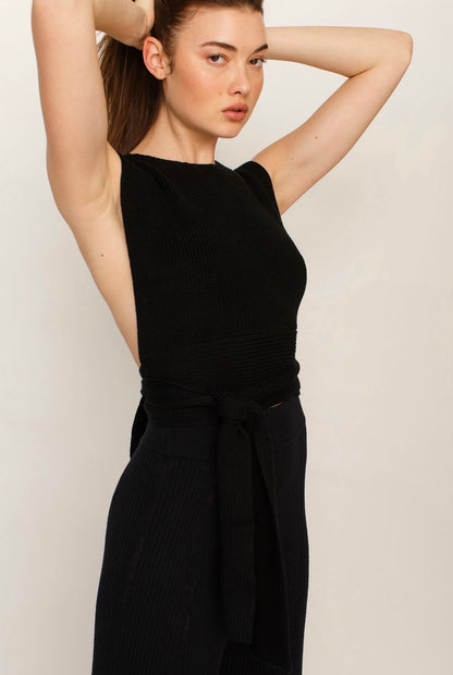 Free People Beach Orchid Convertible Open-Back Sweater Tank in Black - Medium