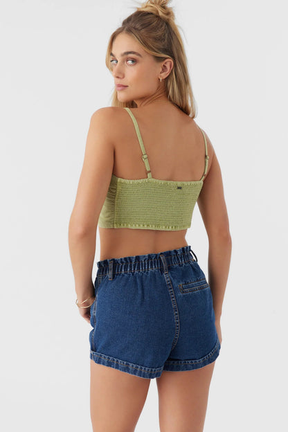 O’Neill Lea Tie-Front Crop Top in Winter Pear - XS
