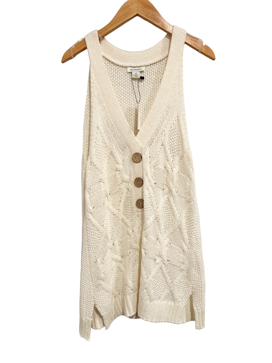 Sundance Kenzie Cable Knit Vest in Ivory - Medium