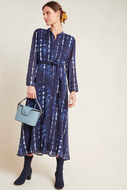 Cloth & Stone Bita Tie-Dyed Shirtdress in Blue - XS