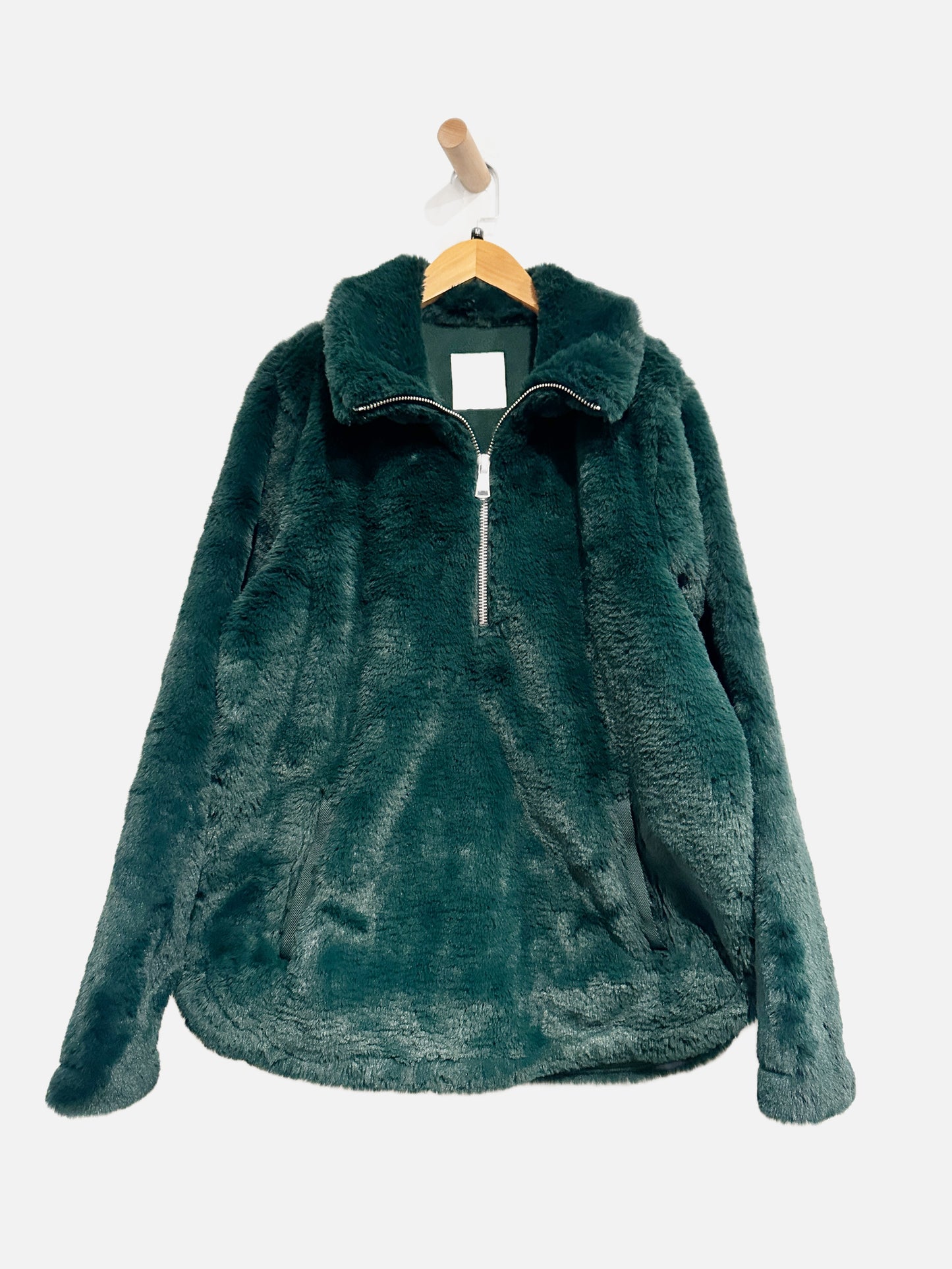 A&F Green Faux Fur Pullover - Medium