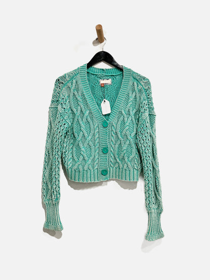 Anthropologie Pilcro Green Cable Knit Sweater - XS