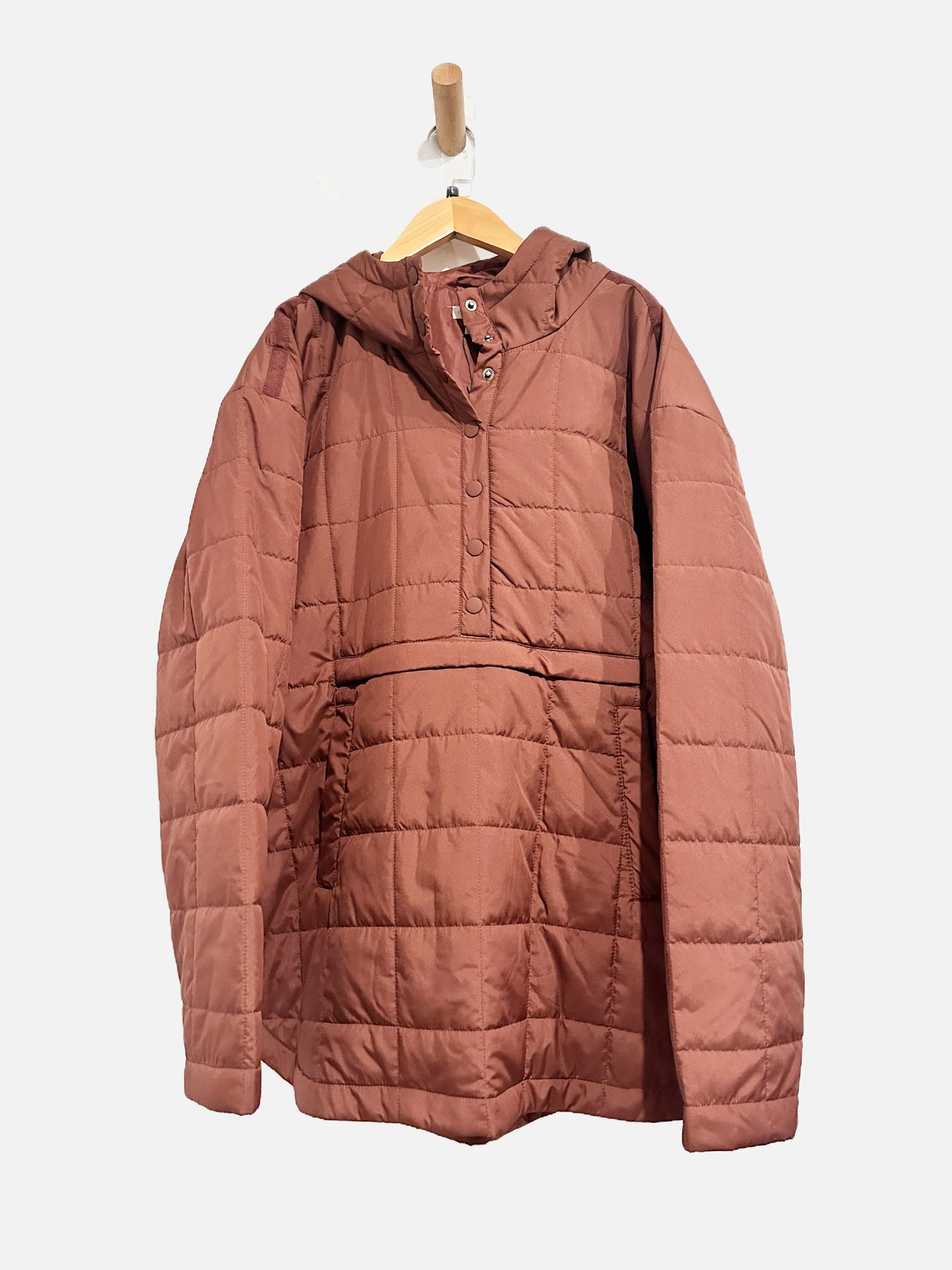 Garnet Hill Brown Quilted Pullover Jacket - Large