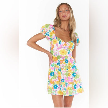 Show Me Your Mumu Cathy Linen Mini Dress in Petal Pop Size XS