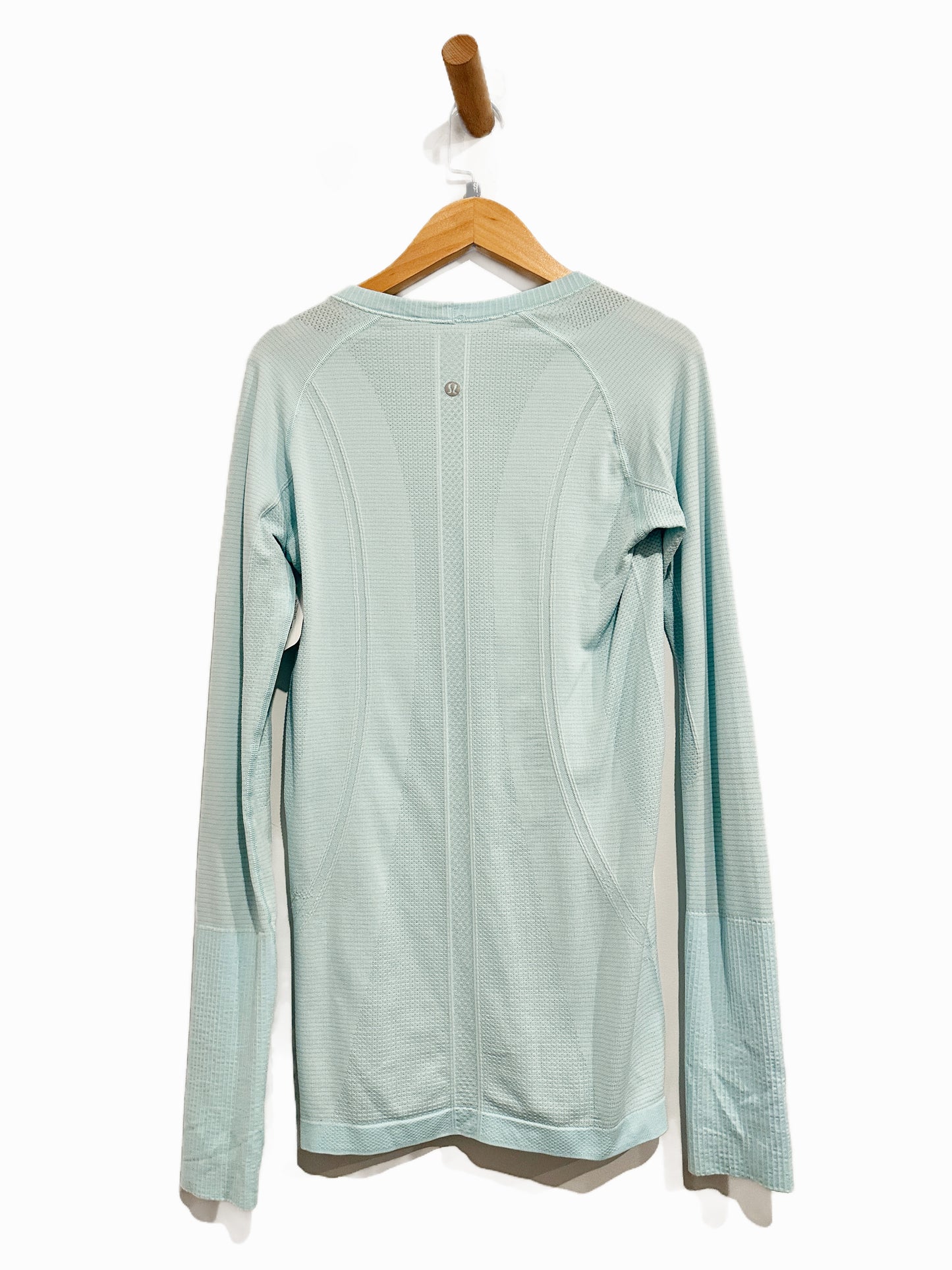 Lululemon Swiftly Tech Long Sleeve Crew Blue in Heathered Sea Mist - 6