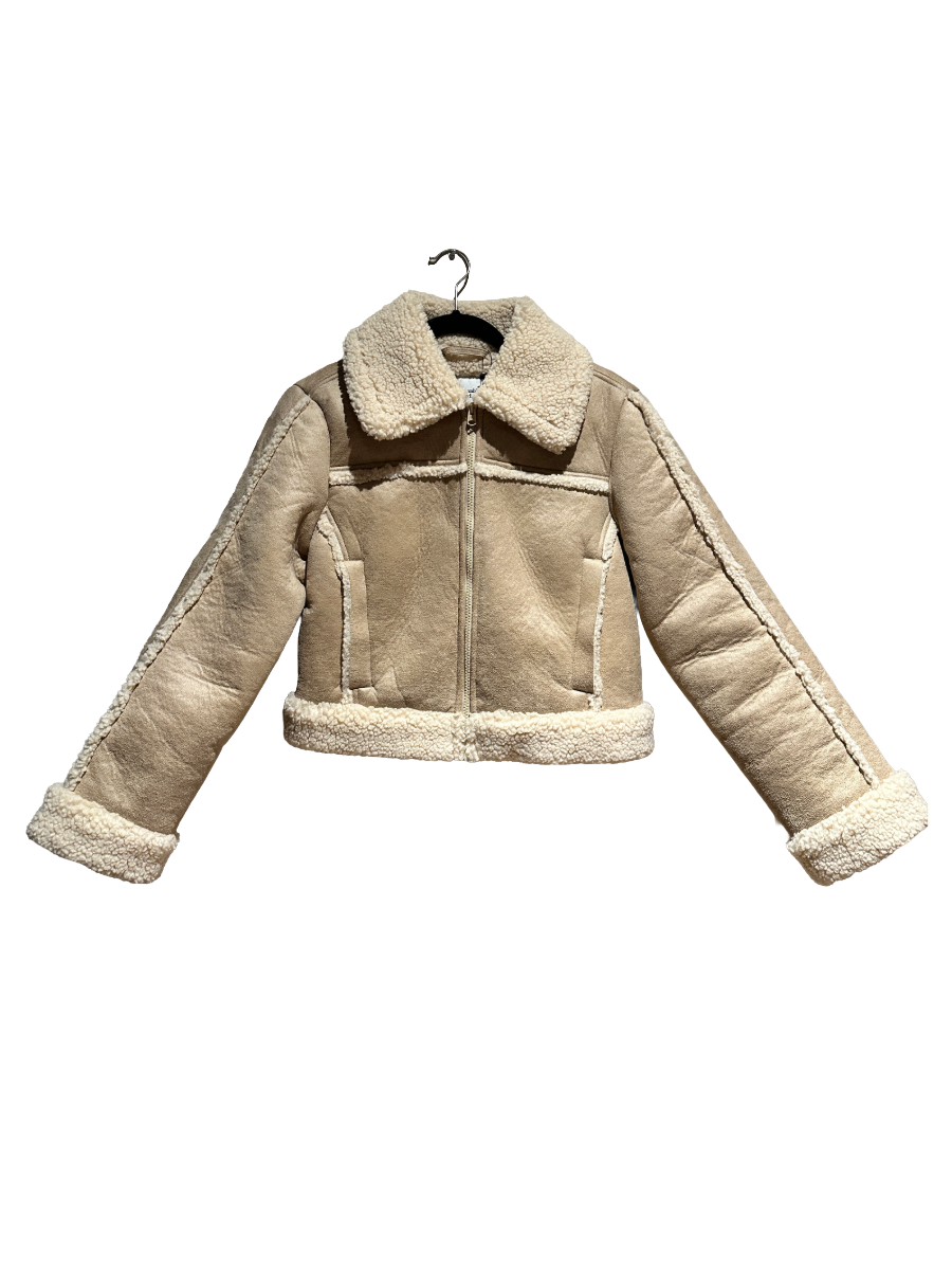 Abercrombie & Fitch Vegan Suede Shearling Coat - Medium