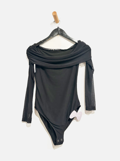 Mangopop Black Mesh OTS Bodysuit - XS