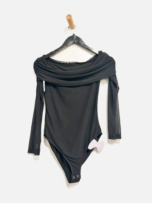 Mangopop Black Mesh OTS Bodysuit - XS